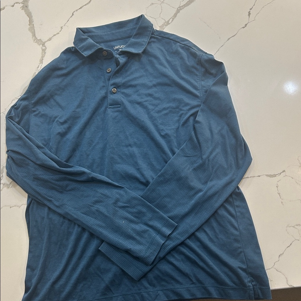 UnTuckit Royal Blue Long Sleeve Polo
